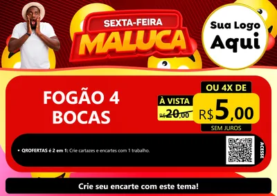 Modelo de Cartaz para Cartaz A4 Horizontal com o tema Sexta-feira Maluca para Móveis e Eletro