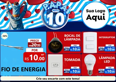 Modelo de Encarte para Encarte A4 Horizontal com o tema Papai Nota 10 para Materiais Elétricos