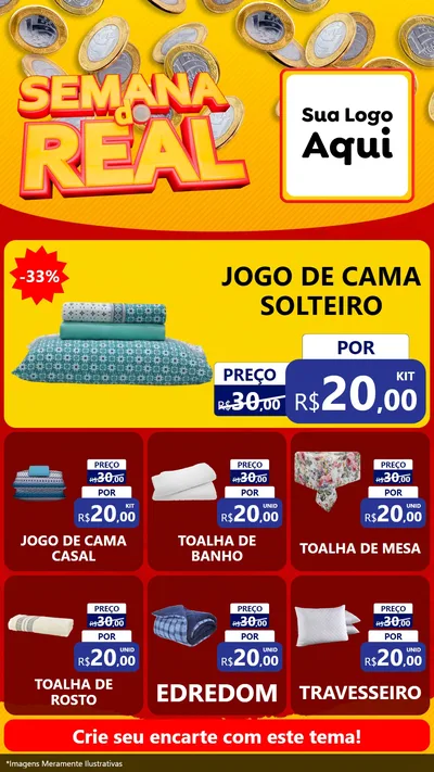Modelo de Rede Social para Stories com o tema Semana do Real para Cama, Mesa e Banho