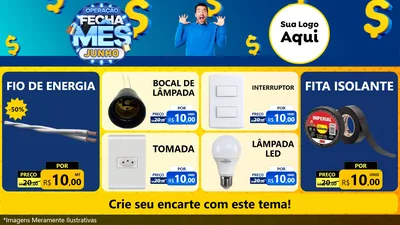 Modelo de TV para TV Horizontal com o tema Operação Fecha Mês, Junho para Materiais Elétricos