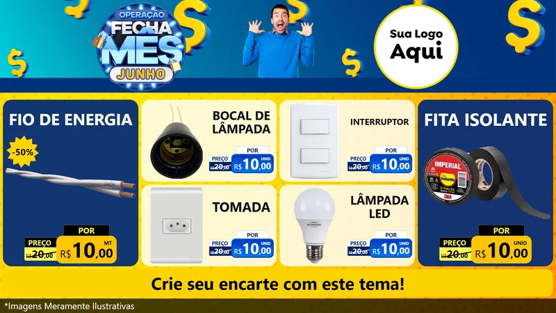 Modelo de TV para TV Horizontal com o tema Operação Fecha Mês, Junho para Materiais Elétricos