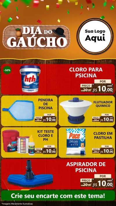 Modelo de TV para TV Vertical com o tema Dia do Gaúcho para Produtos para Piscina