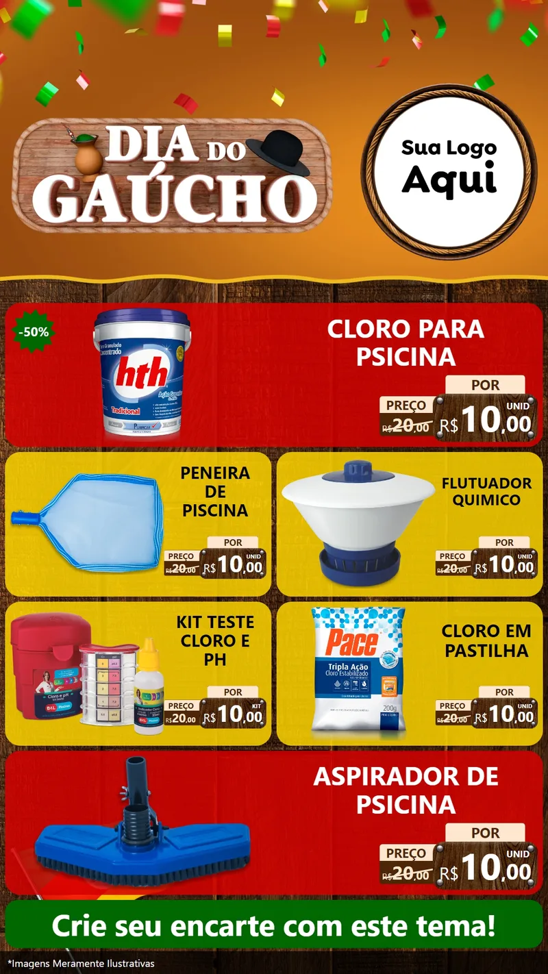 Modelo de TV para TV Vertical com o tema Dia do Gaúcho para Produtos para Piscina