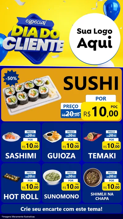 Modelo de Rede Social para Stories com o tema Especial Dia do Cliente para Comida japonesa