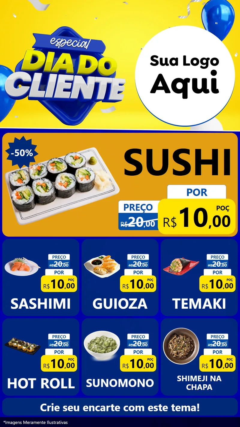 Modelo de Rede Social para Stories com o tema Especial Dia do Cliente para Comida japonesa