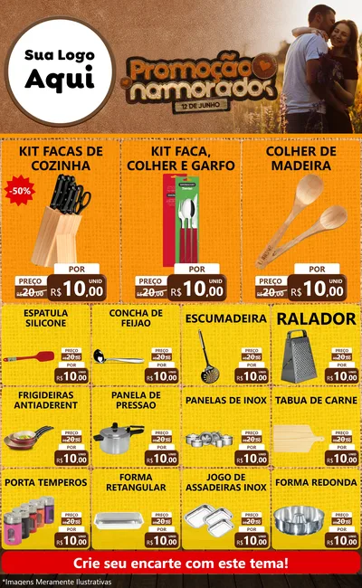 Modelo de Encarte para Encarte Grande com o tema Promoção Namorados para Utilidades Domésticas