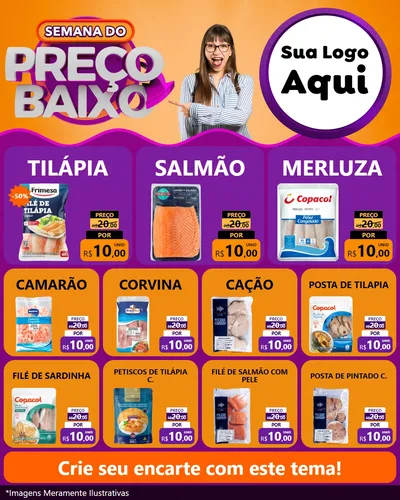 Modelo de Rede Social para Feed Instagram com o tema Semana do Preço Baixo para Peixaria