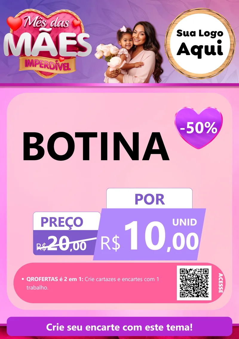 Modelo de Cartaz para Cartaz A4 Vertical com o tema Mês das Mães Imperdível para Agropecuária