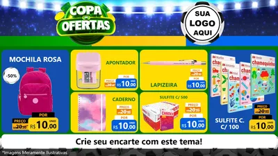 Modelo de TV para TV Horizontal com o tema Copa de Ofertas para Papelaria