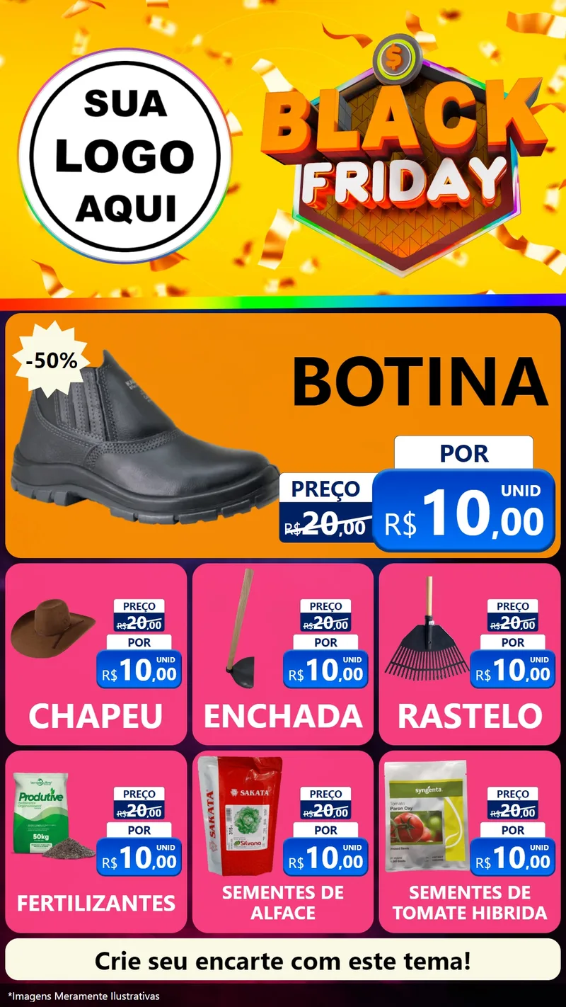 Modelo de Rede Social para Stories com o tema Black Friday para Agropecuária