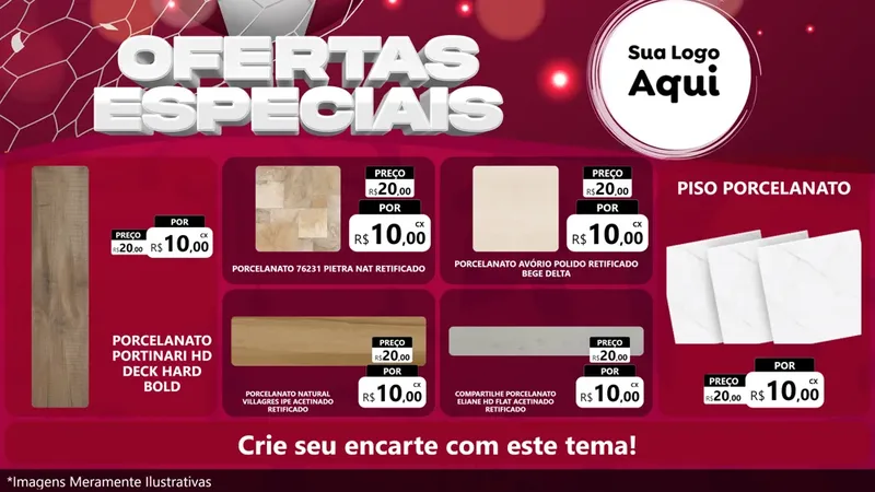 Modelo de TV para TV Horizontal com o tema Ofertas Especiais - Futebol para Pisos e revestimentos