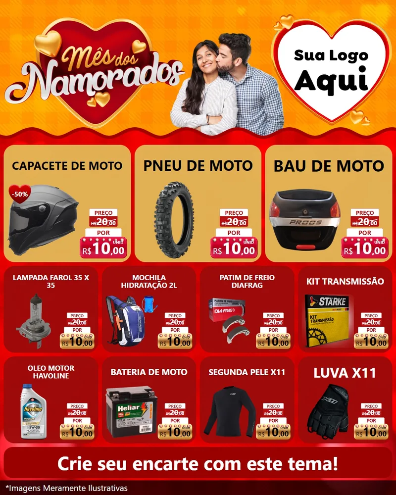 Modelo de Rede Social para Feed Instagram com o tema Mês dos Namorados para Moto peças