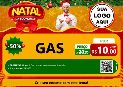 Modelo de Cartaz para Cartaz A4 Horizontal com o tema Natal da Economia para Água e gás