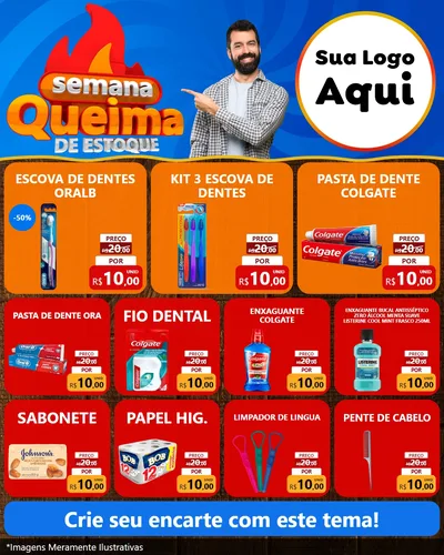 Modelo de Rede Social para Feed Instagram com o tema Semana Queima de Estoque para Higiene Pessoal