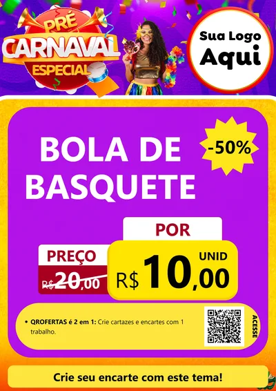 Modelo de Cartaz para Cartaz A4 Vertical com o tema Pré-Carnaval Especial para Artigos Esportivos