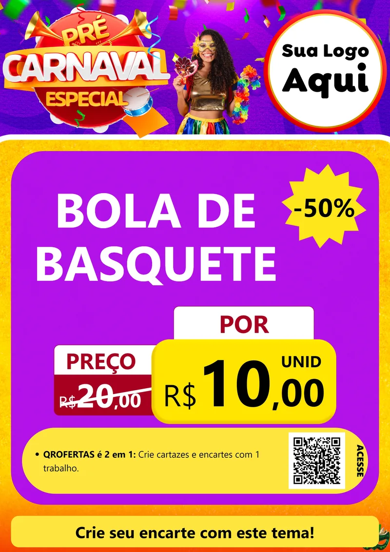 Modelo de Cartaz para Cartaz A4 Vertical com o tema Pré-Carnaval Especial para Artigos Esportivos