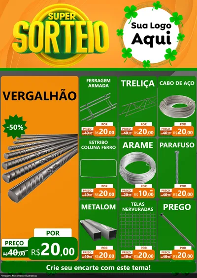 Modelo de Encarte para Encarte A4 Vertical com o tema Super Sorteio para Ferragens