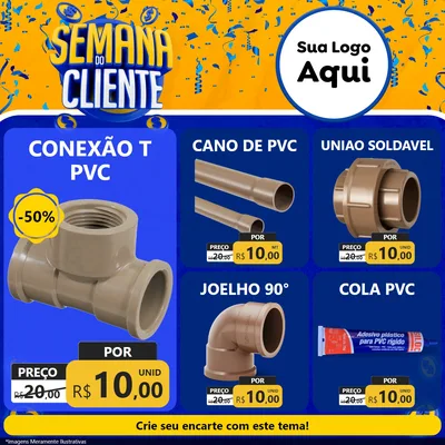 Modelo de Rede Social para Feed Facebook com o tema Semana do Cliente para Tubos e conexões