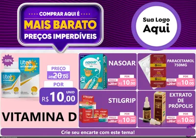 Modelo de Encarte para Encarte A4 Horizontal com o tema Mais Barato para Farmácia