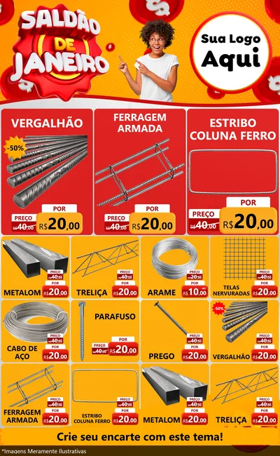 Modelo de Encarte para Encarte Grande com o tema Saldão de Janeiro para Ferragens