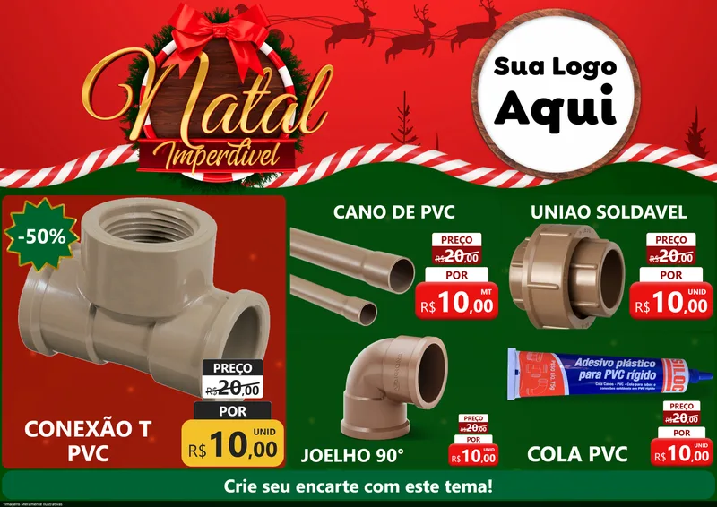 Modelo de Encarte para Encarte A4 Horizontal com o tema Natal Imperdível para Tubos e conexões