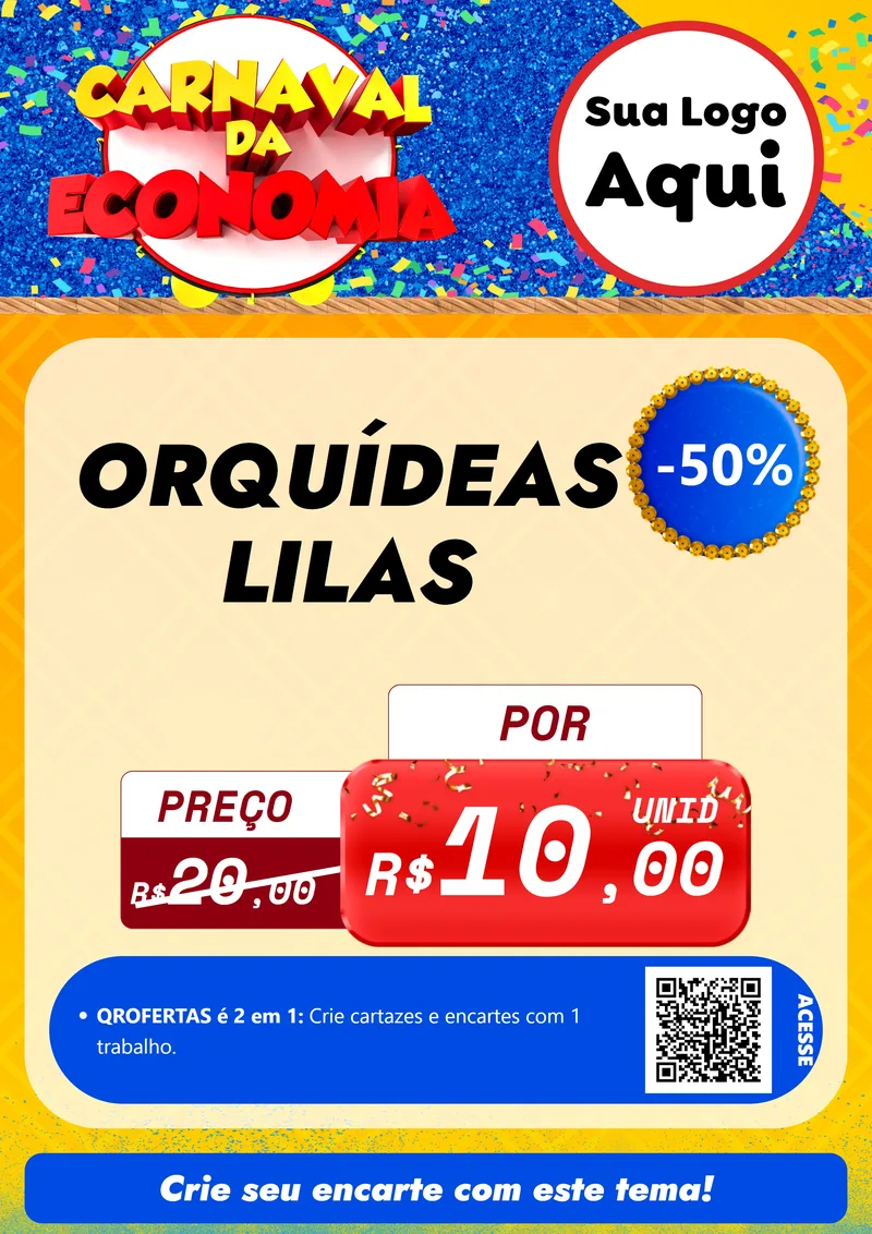 Modelo de Cartaz para Cartaz A4 Vertical com o tema Carnaval da Economia para Floricultura e jardim