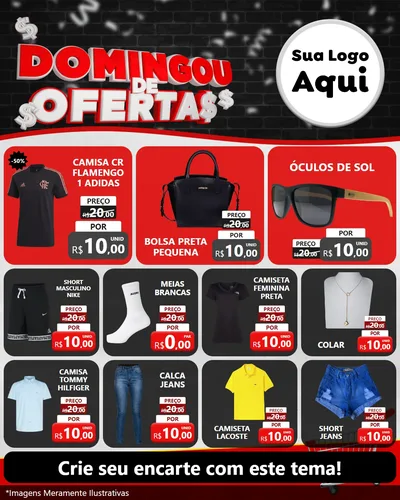 Modelo de Rede Social para Feed Instagram com o tema Domingou de Ofertas para Roupas e acessórios