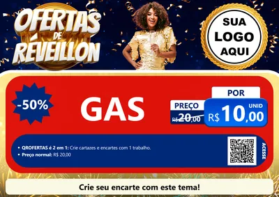 Modelo de Cartaz para Cartaz A4 Horizontal com o tema Ofertas de Réveillon para Água e gás