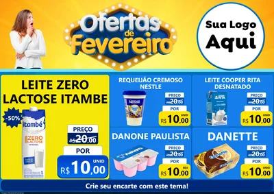 Modelo de Encarte para Encarte A4 Horizontal com o tema Ofertas de Fevereiro para Frios e Laticínios