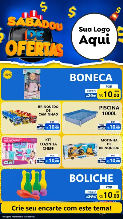 Modelo de TV para TV Vertical com o tema Sabadou de Ofertas para Brinquedos