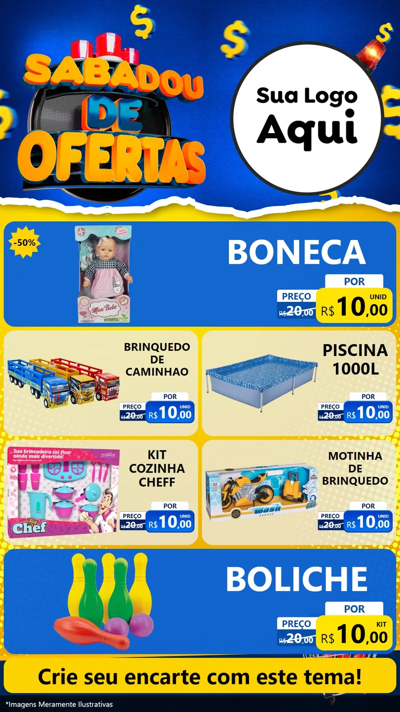 Modelo de TV para TV Vertical com o tema Sabadou de Ofertas para Brinquedos