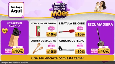 Modelo de TV para TV Horizontal com o tema Ofertas Especiais - Mês das Mães para Utilidades Domésticas