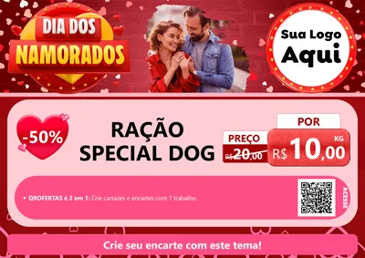 Modelo de Cartaz para Cartaz A4 Horizontal com o tema Dia Dos Namorados para Pet Shop