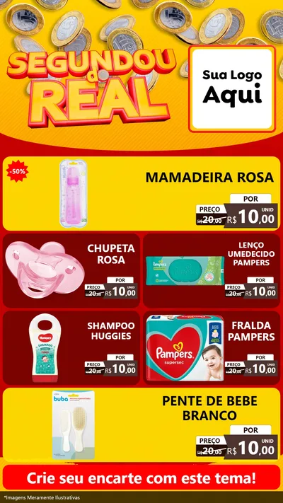 Modelo de TV para TV Vertical com o tema Segundou do Real para Bebês