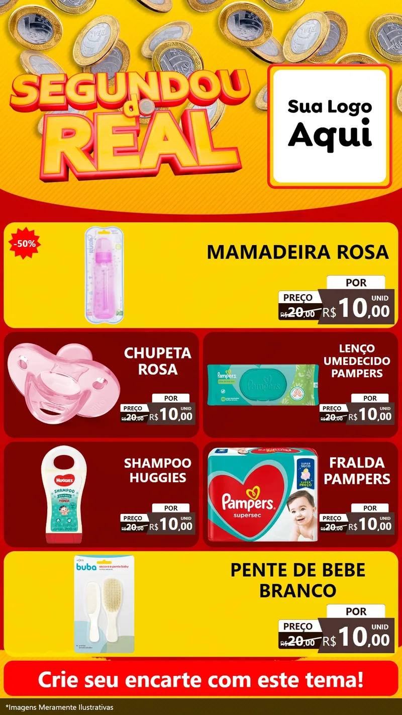 Modelo de TV para TV Vertical com o tema Segundou do Real para Bebês