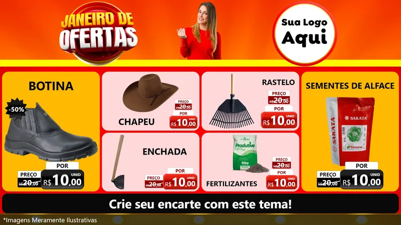 Modelo de TV para TV Horizontal com o tema Janeiro de Ofertas para Agropecuária