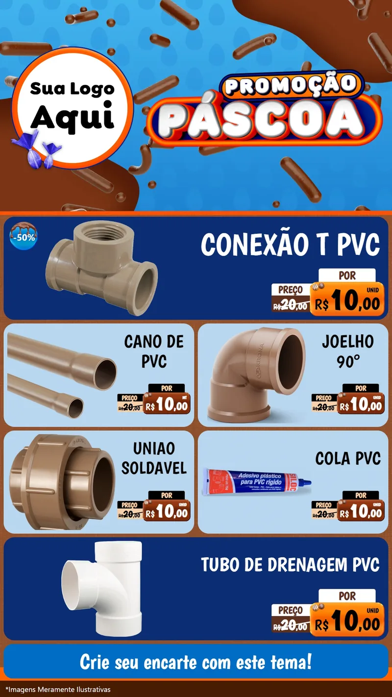 Modelo de TV para TV Vertical com o tema Promoção Páscoa para Tubos e conexões