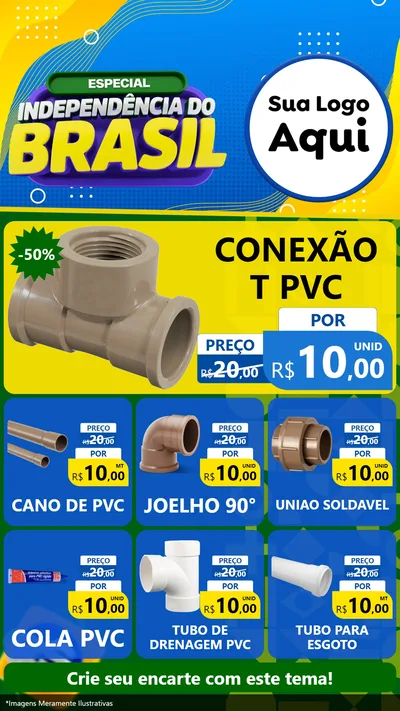Modelo de Rede Social para Stories com o tema Especial Independência do Brasil para Tubos e conexões
