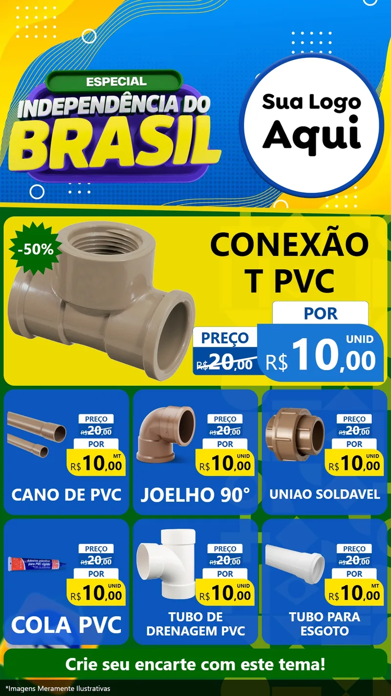 Modelo de Rede Social para Stories com o tema Especial Independência do Brasil para Tubos e conexões