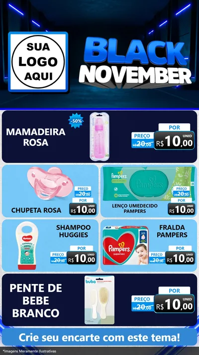 Modelo de TV para TV Vertical com o tema Black November para Bebês