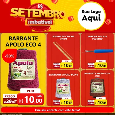 Modelo de Rede Social para Feed Facebook com o tema Setembro Imbatível para Armarinho e Aviamentos