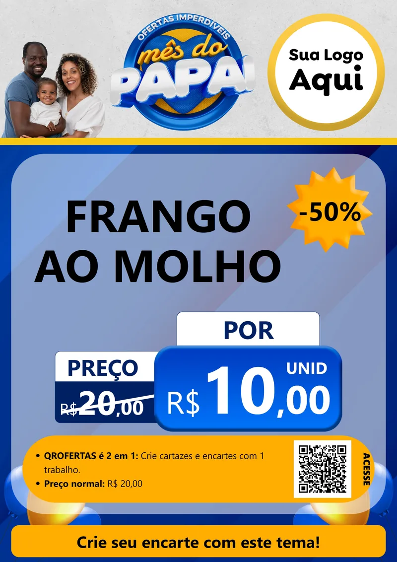Modelo de Cartaz para Cartaz A4 Vertical com o tema Ofertas Imperdíveis Mês Do Papai para Restaurante