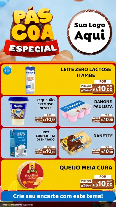 Modelo de TV para TV Vertical com o tema Páscoa Especial para Frios e Laticínios