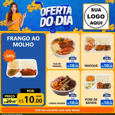 Modelo de Rede Social para Feed Facebook com o tema Oferta do Dia para Restaurante