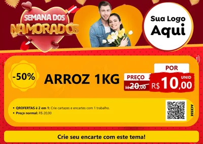 Modelo de Cartaz para Cartaz A4 Horizontal com o tema Semana dos Namorados para Supermercado
