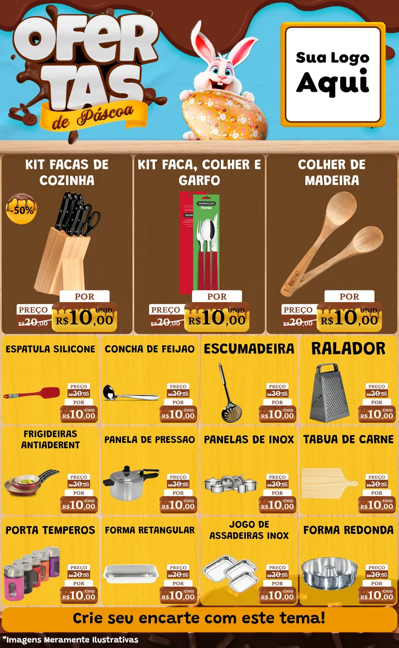 Modelo de Encarte para Encarte Grande com o tema Ofertas de Páscoa para Utilidades Domésticas