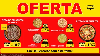 Modelo de TV para TV Horizontal com o tema OFERTA - Vermelho Cartaz para Pizzaria
