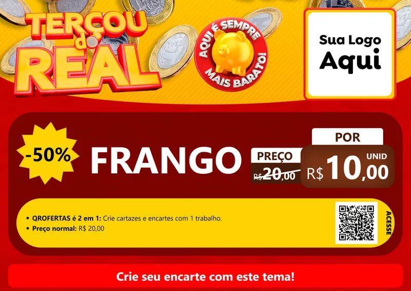Modelo de Cartaz para Cartaz A4 Horizontal com o tema Terçou do Real para Assados