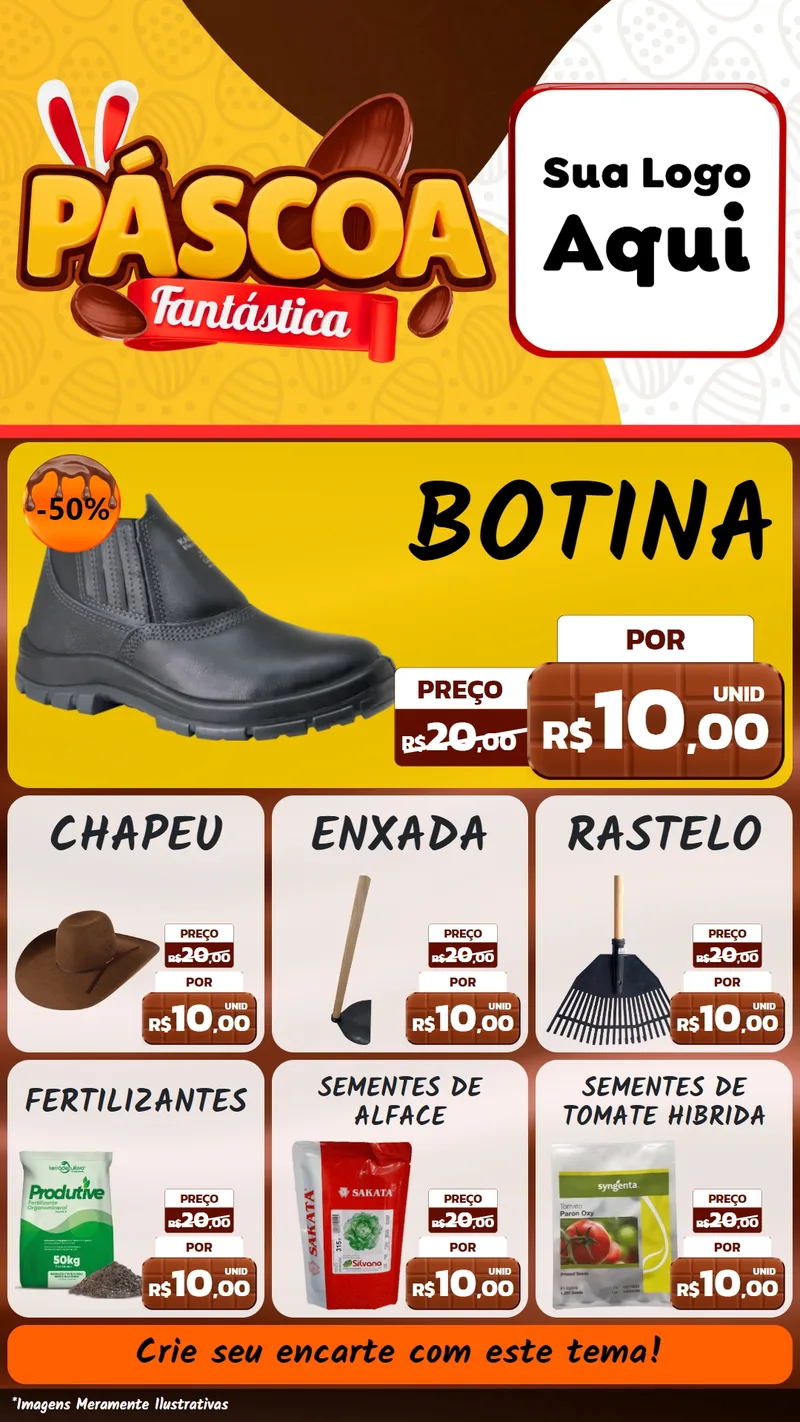 Modelo de Rede Social para Stories com o tema Páscoa Fantástica para Agropecuária