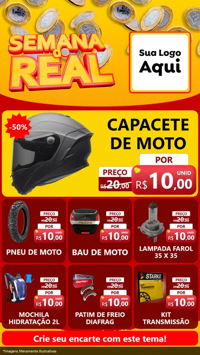 Modelo de Rede Social para Stories com o tema Semana do Real para Moto peças